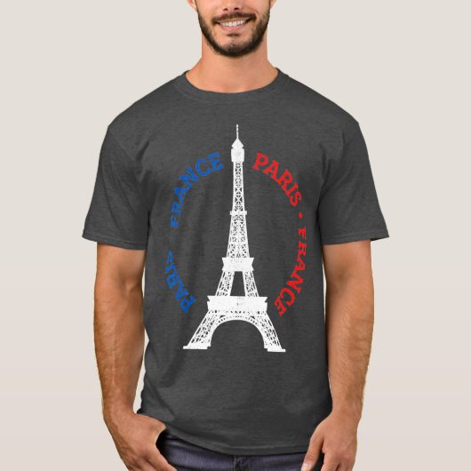 Paris Frankrijk Eiffel Tower French Flag Souvenir T-shirt (Voorkant)