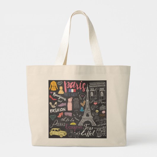 Paris Frankrijk Eiffel Tower Grote Tote Bag (Achterkant)