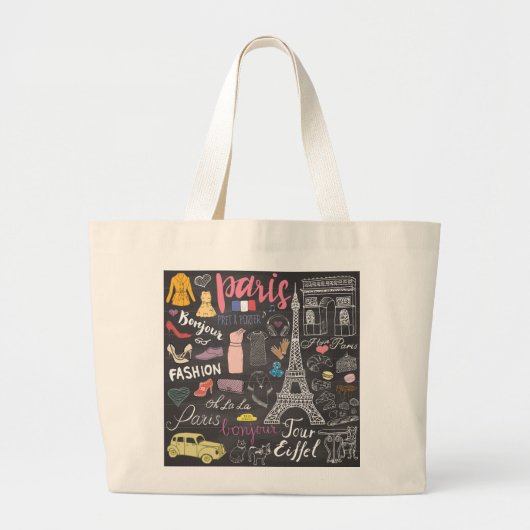Paris Frankrijk Eiffel Tower Grote Tote Bag (Voorkant)