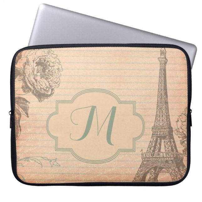 Paris Frankrijk Eiffel Tower Monogram 15-inch Hoes (Voorkant)