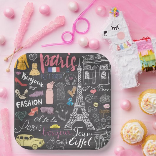 Paris Frankrijk Eiffel Tower Papieren Bordje (Feest)