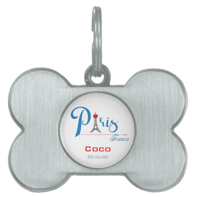 Paris Frankrijk Eiffel Tower Schattige Cute Huisdieren Naamplaatje (voorkant)