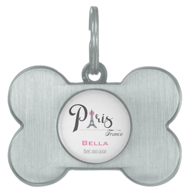 Paris Frankrijk Eiffel Tower Schattige Cute Huisdieren Naamplaatje (voorkant)