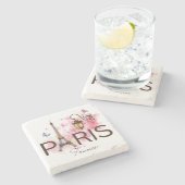 Paris Frankrijk Eiffel Tower Vintange Lamp Stenen Onderzetter (Zijkant)