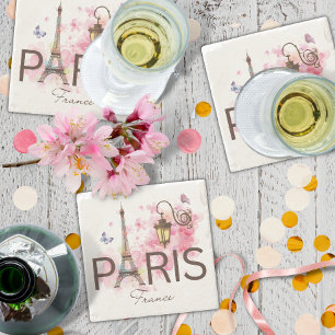 Paris Frankrijk Eiffel Tower Vintange Lamp Stenen Onderzetter