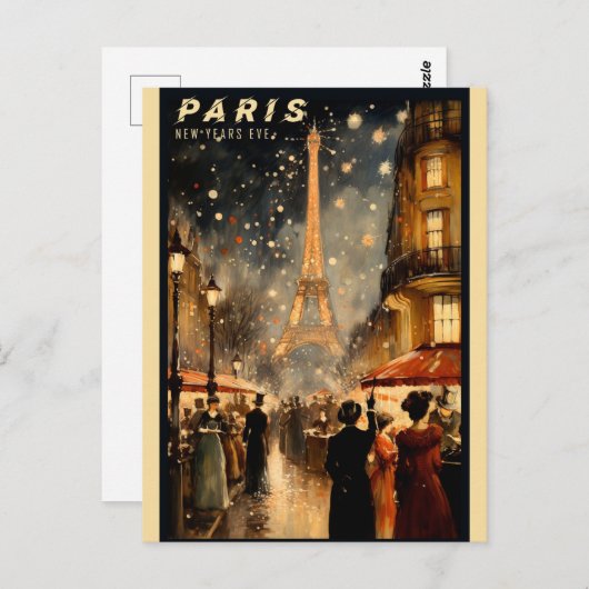  Paris Frankrijk Eiffeltoren Nieuwjaar Briefkaart (Voorkant / Achterkant)