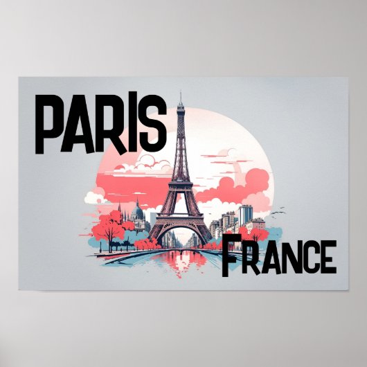 Paris Frankrijk Eiffeltoren Reisposter Poster (Voorkant)