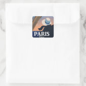 Paris Frankrijk Eiffeltoren reisposter Vierkante Sticker (Tas)
