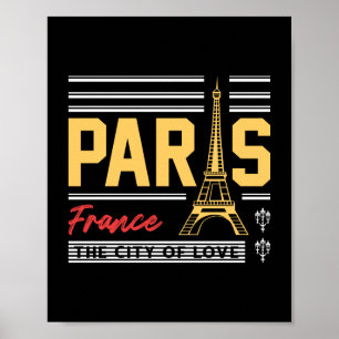 Paris Frankrijk Eiffeltoren Retro Reistypeografie Poster