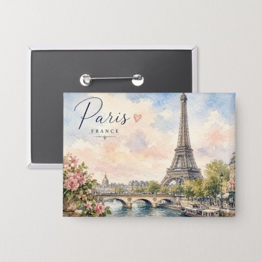 Paris Frankrijk Eiffeltoren rivier Seine Button (Voorkant / Achterkant)