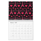 Paris Frankrijk Eiffeltoren Roze Harten Glitters Kalender (Feb 2027)