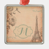 Paris Frankrijk Eiffeltoren Shabby Monogram Orname Metalen Ornament (Voorkant)