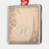 Paris Frankrijk Eiffeltoren Shabby Monogram Orname Metalen Ornament (Links)
