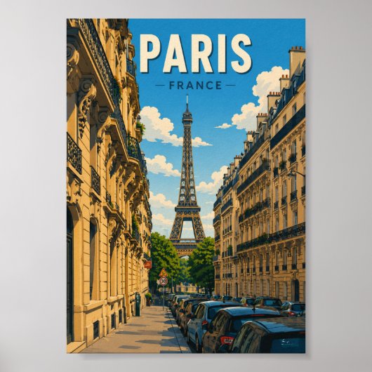 Paris Frankrijk Eiffeltoren Street View Poster (Voorkant)