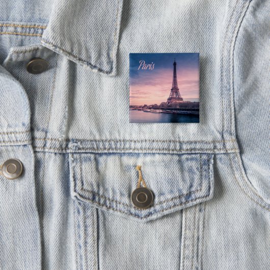 Paris Frankrijk eiffeltoren Vierkante Button 5,1 Cm (In situ)