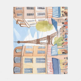 Paris Frankrijk Eiffeltoren | Watercolor Reizen Fleece Deken