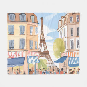 Paris Frankrijk Eiffeltoren   Watercolor Reizen Fleece Deken