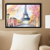 Paris Frankrijk Eiffeltoren Waterverf Kunst Poster