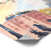 Paris Frankrijk Eiffeltoren Waterverf Kunst Poster (Hoek)