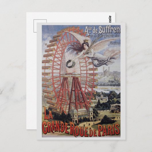 Paris Frankrijk Ferris Wheel Briefkaart (Voorkant / Achterkant)