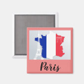 Paris Frankrijk Flag Map Eiffel Tower Magneet (Voorkant / Achterkant)