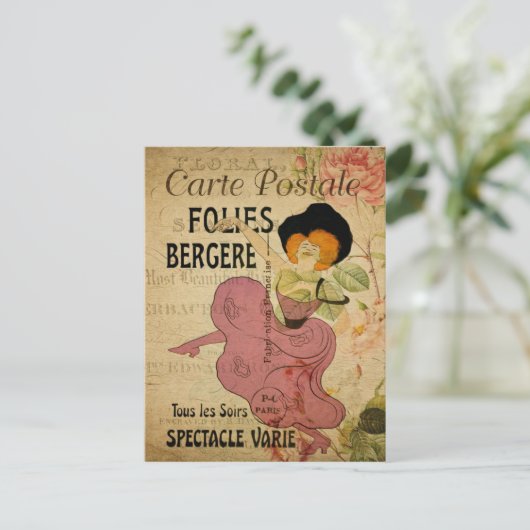 Paris Frankrijk  Frans Can-Can Dancer Briefkaart (Staand voorkant)