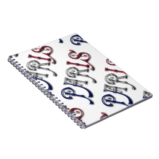 Paris Frankrijk Franse vlag Typografie Notitieboek (Rechterzijde)
