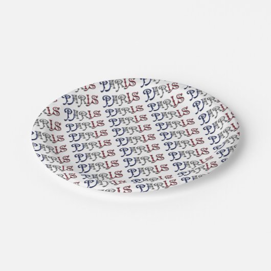 Paris Frankrijk Franse vlag Typografie Papieren Bordje (Gekanteld)