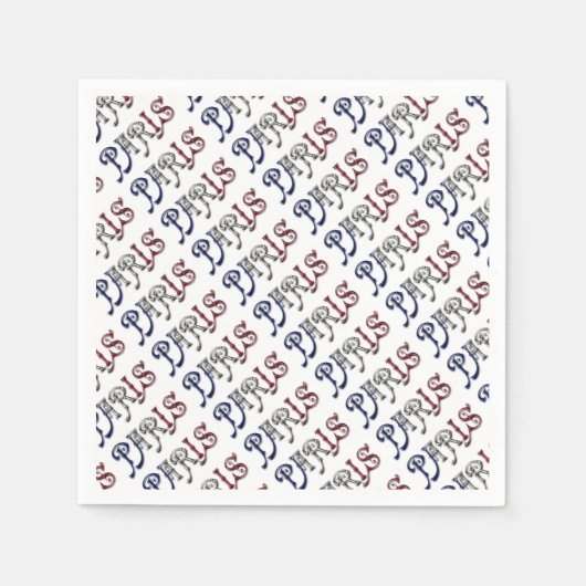 Paris Frankrijk Franse vlag Typografie Servetten (Voorkant)