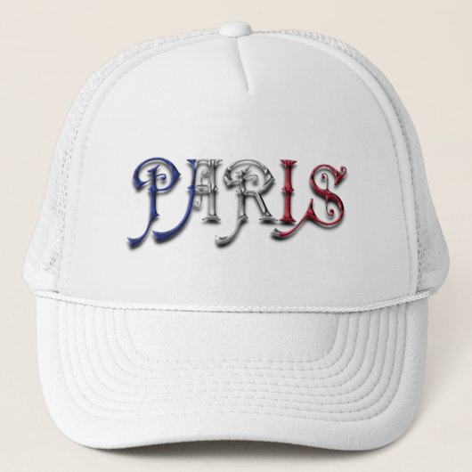 Paris Frankrijk Franse vlag Typografie Trucker Pet (Voorkant)