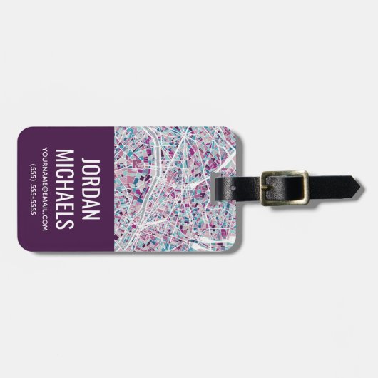 Paris Frankrijk Map Bagagelabel (Voorkant horizontaal)