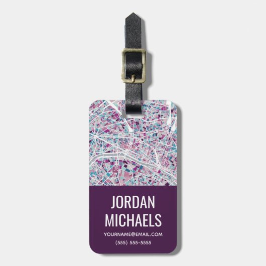 Paris Frankrijk Map Bagagelabel (Voorkant verticaal)