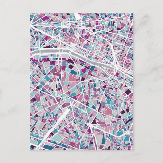 Paris Frankrijk Map Briefkaart (Voorkant)