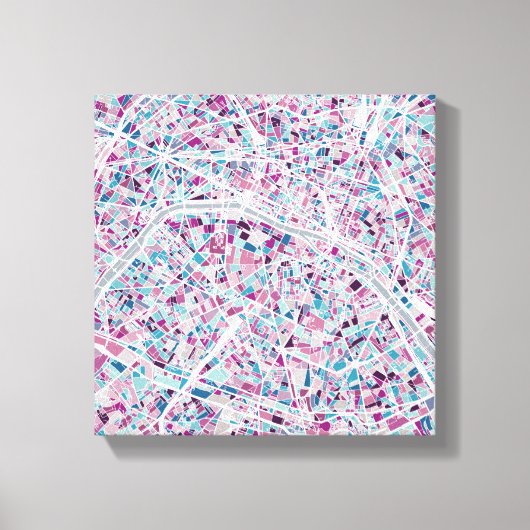 Paris Frankrijk Map Canvas Afdruk (Voorkant)
