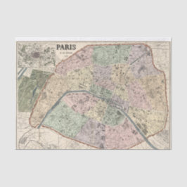 Paris Frankrijk  Map Decoupage Ephemera Tissuepapier