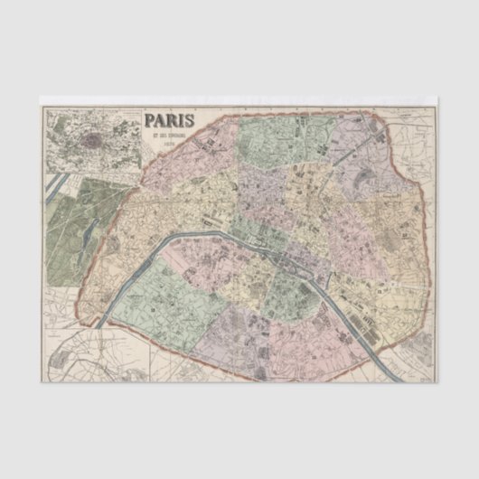 Paris Frankrijk  Map Decoupage Ephemera Tissuepapier (Voorkant)