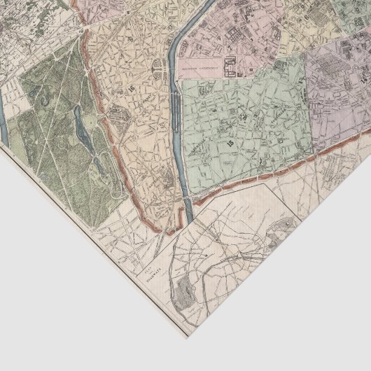 Paris Frankrijk  Map Decoupage Ephemera Tissuepapier (Detail)