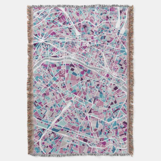 Paris Frankrijk Map Deken (Voorkant Verticaal)