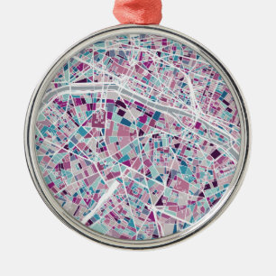 Paris Frankrijk Map Metalen Ornament