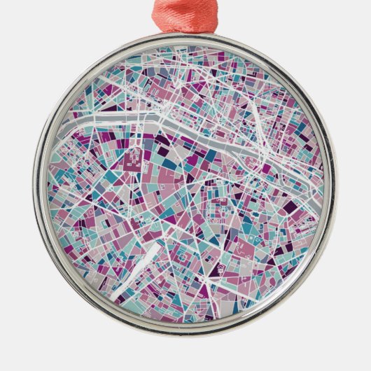 Paris Frankrijk Map Metalen Ornament (Voorkant)