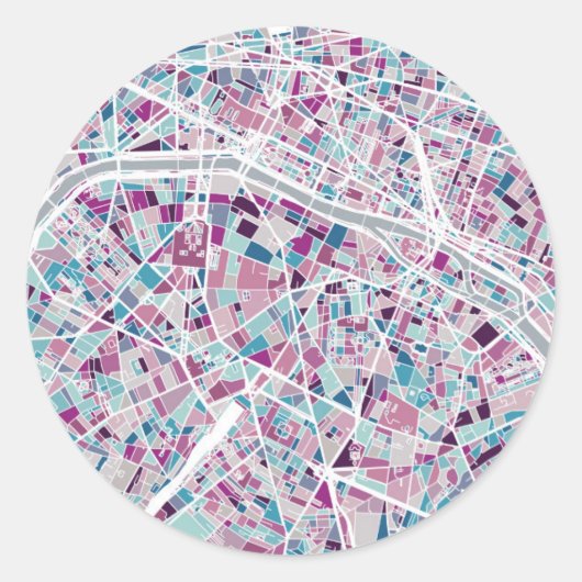 Paris Frankrijk Map Ronde Sticker (Voorkant)