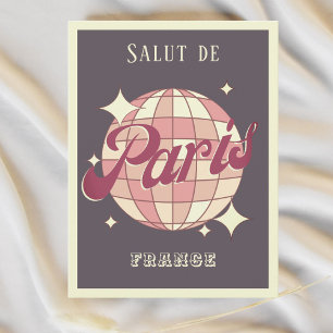 Paris Frankrijk Retro  paarse Briefkaart