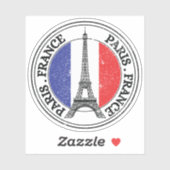 Paris Frankrijk Seal Sticker Ronde Vlag (Vel)