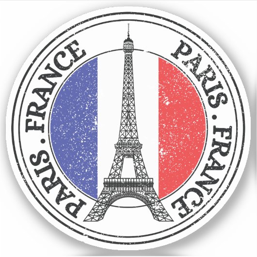 Paris Frankrijk Seal Sticker Ronde Vlag (Voorkant)