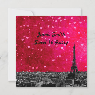 Paris Frankrijk Silhouette #1 Heet Roze Rood Sweet Kaart