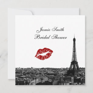 Paris Frankrijk Silhouette Kus #1 BW Bruiloftsuitn Kaart