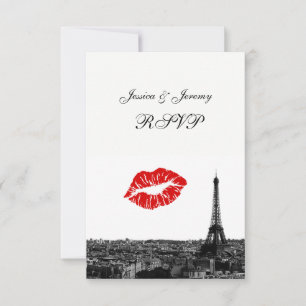Paris Frankrijk Silhouette Kus #1 BW RSVP #1 Kaartje