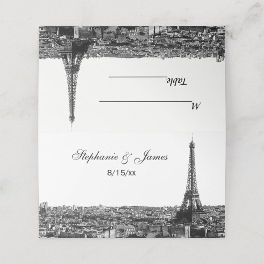 Paris Frankrijk Skyline #1 BW Escort Kaarten Plaatskaartje (Buitenkant ongevouwen)