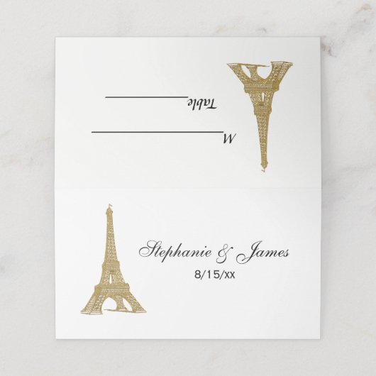 Paris Frankrijk Skyline #2 Faux Gold Escort Kaarte Plaatskaartje (Buitenkant ongevouwen)