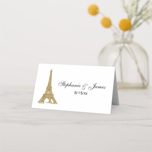 Paris Frankrijk Skyline #2 Faux Gold Escort Kaarte Plaatskaartje (Voorkant)